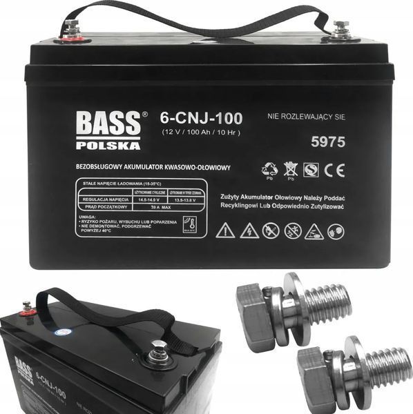 Акумулятор AGM Bass Polska 5975, 12 В, 100 Ah 5975 фото