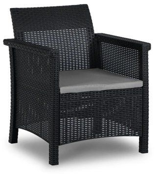 Комплект для відпочинку Mebel Elite Brenta &mdash; диван, 2 крісла, стіл, чорний/сірий ME.BRENTA/CZ/RT/OGR/ZES фото