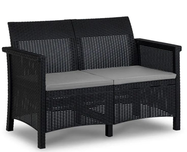 Комплект для відпочинку Mebel Elite Brenta &mdash; диван, 2 крісла, стіл, чорний/сірий ME.BRENTA/CZ/RT/OGR/ZES фото