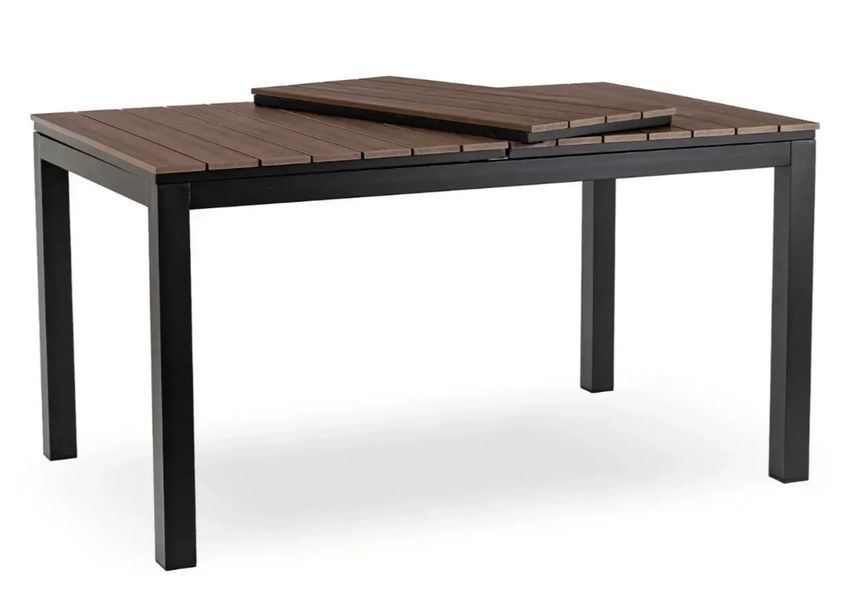 Обідній комплект Mebel Elite Argos &mdash; розсувний стіл 160-260&times;90 см, горіх, 6 крісел Fresno, чорний ME.ARGOS/160-260/O/CZ/OGR/S:1|ME.FRESNO/CZ/RT/FW:6 фото