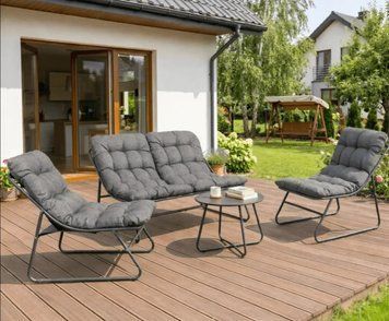 Комплект меблів MEBEL ELITE MEGARA &mdash; диван, 2 крісла, стіл, сірий метал, 4 місця ME.MEGARA/CZ/T/ZES фото