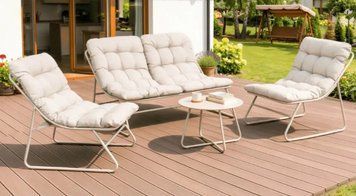 Комплект меблів MEBEL ELITE MEGARA &mdash; диван, 2 крісла, стіл, бежевий, 4 місця ME.MEGARA/P/T/ZES фото