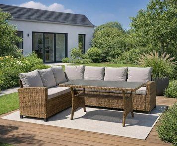 Модульний комплект MEBEL ELITE COMODO &mdash; кутовий диван, стіл, коричневий/сірий, 5 місць ME.COMODO/MIO/RT/OGR/ZES фото