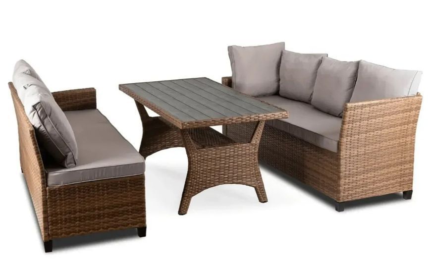 Модульний комплект MEBEL ELITE COMODO &mdash; кутовий диван, стіл, коричневий/сірий, 5 місць ME.COMODO/MIO/RT/OGR/ZES фото