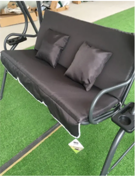Качели садовые трехместные 170x110x153 см Bass Polska BH 10030 с подстаканниками и подушками, цвет антрацит. BH 10030 фото