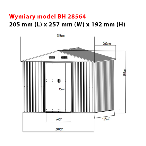 Сарай садовый Bass Polska 28564, 2&times;2.6&times;1.9 м, серый 28564 фото