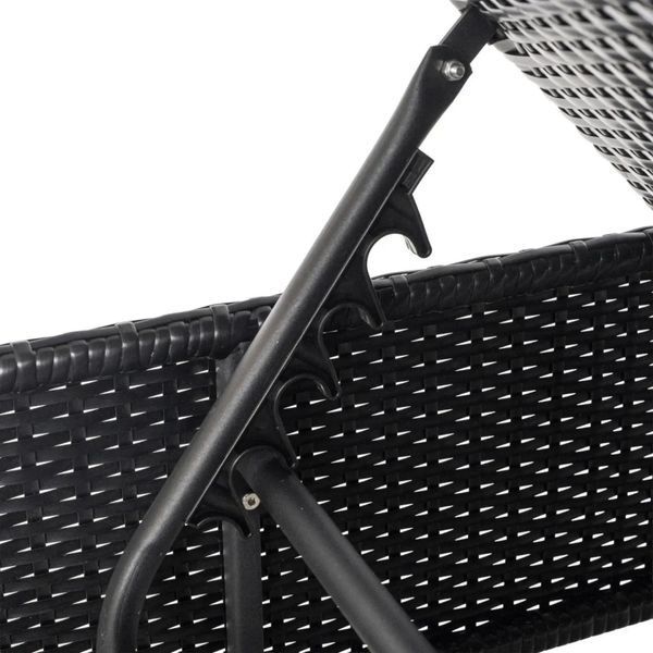 Шезлонг MEBEL ELITE LARGO &mdash; регульована спинка, матрац, чорний ротанг, коричневий ME.LARGO/CZ/RT/OGR/LEZ фото